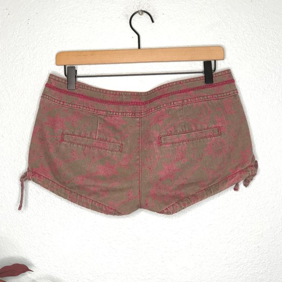 Free People Pink Gray Cotton Shorts Side Tie Shorty Shorts Low Rise 2 - Picture 5 of 7